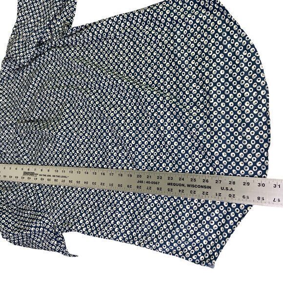 7 Diamonds Blue Design Shirt Flip Cuff Long Sleeve Button Up Chest Sz 44”/ L-30” - Picture 11 of 13